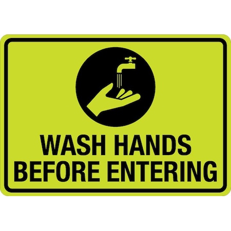 Sign, Wash Hands Before Entering (W Sym), LCUV-0129ST-RA_10x7